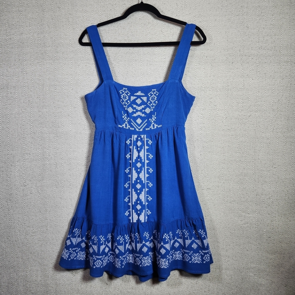 Rewind Sleeveless S Cobalt Blue Dress Cross Stitch Details #summer
